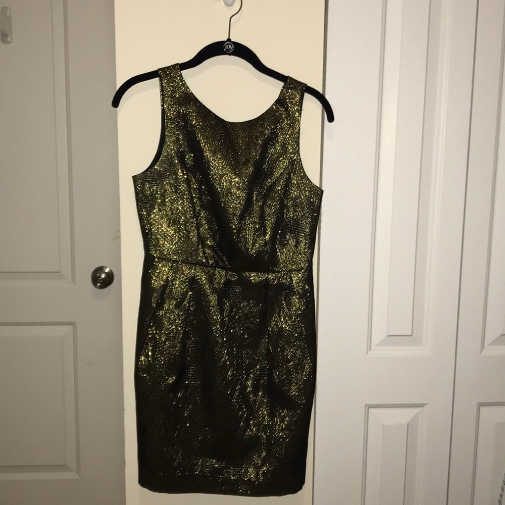 Sleeveless Gold and Black Cocktail Dress